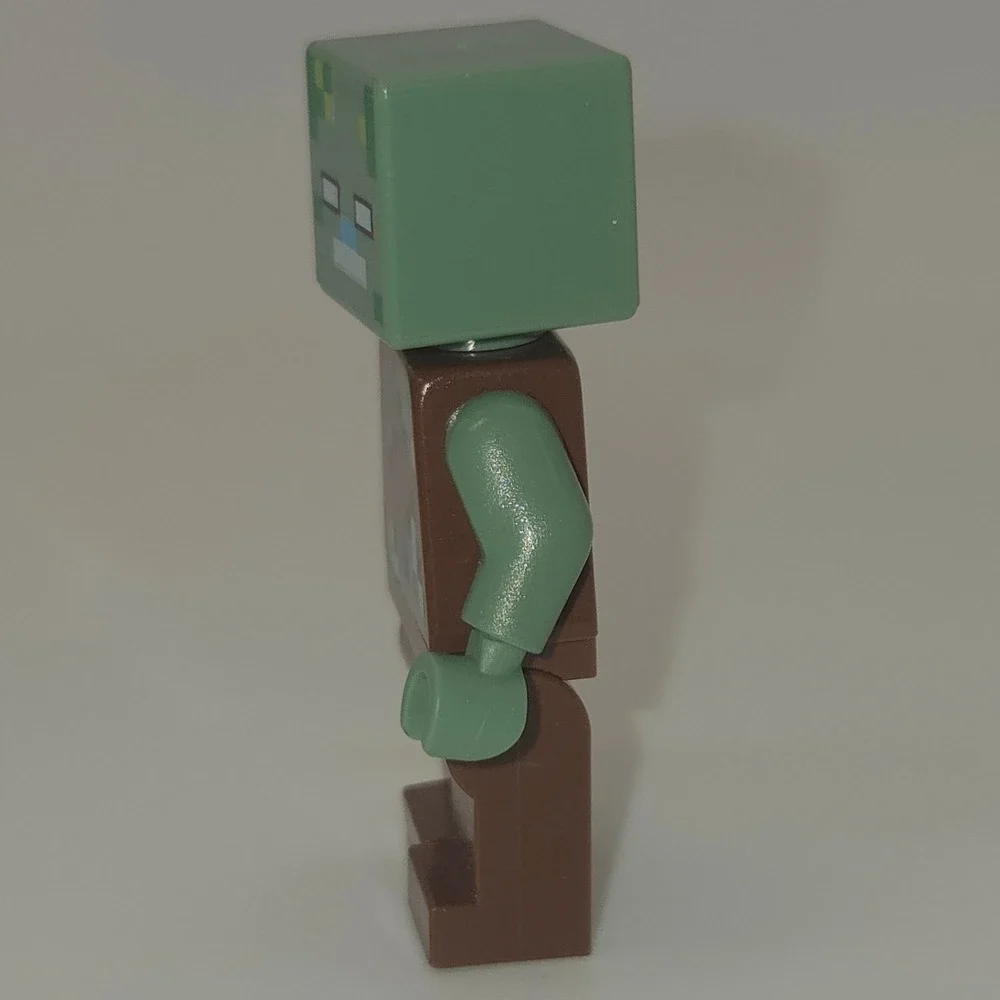 LEGO Minecraft Zombie Minifigure Brown Outfit Green Head and Arms